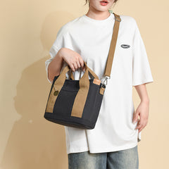 Women's Canvas Tote Bag With Contrasting Color Design