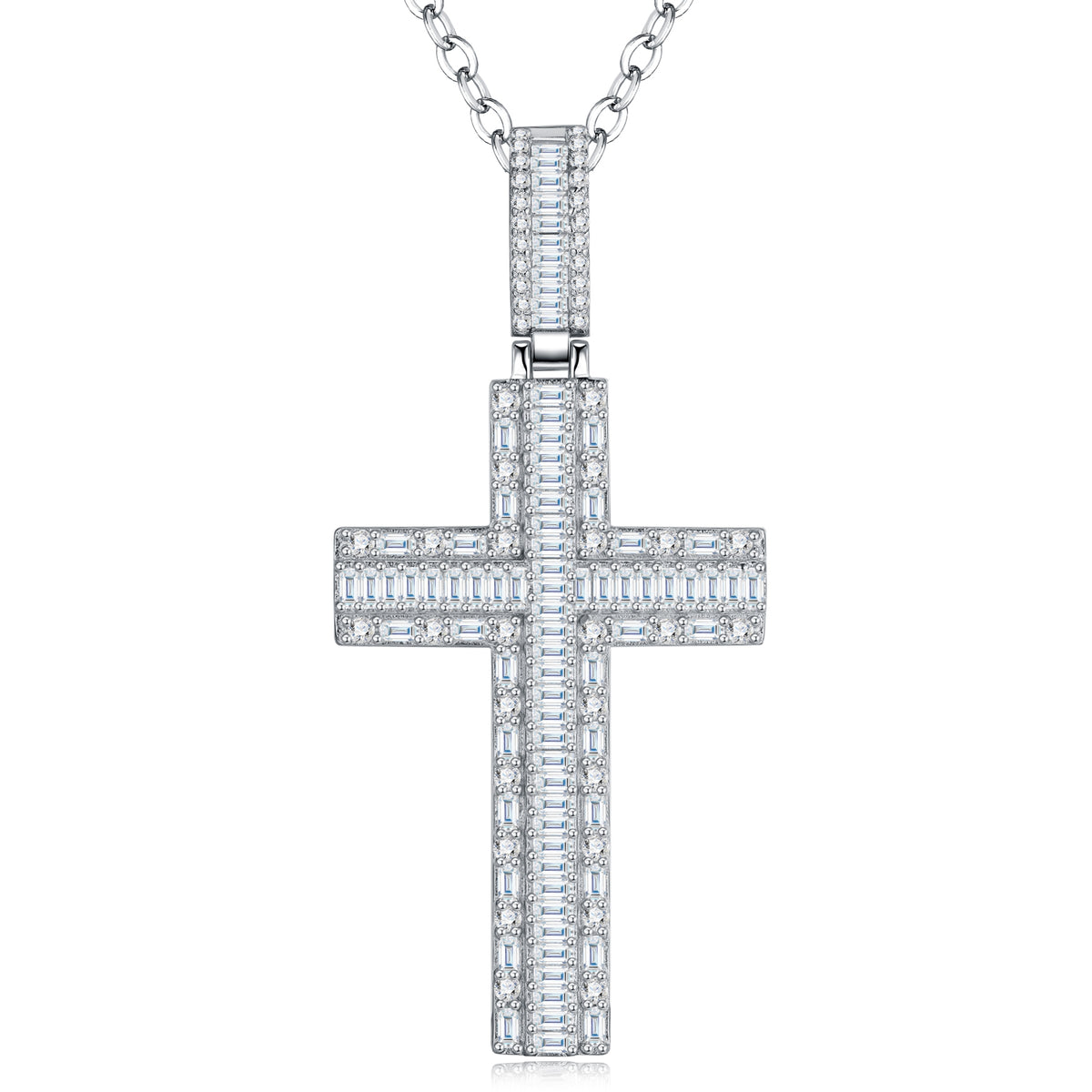 A Luxurious And Fashionable Minimalist Jewelry Pendant Necklace Set With Top-quality Moissanite, Made Of S925 Silver Electroplated With Platinum.