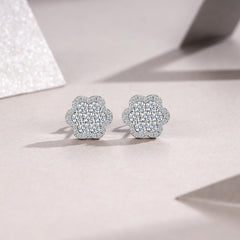 A Luxurious And Fashionable Minimalist Jewelry Earring Set Featuring Top-quality Moissanite Stones, Made Of S925 Silver Electroplated With Platinum.