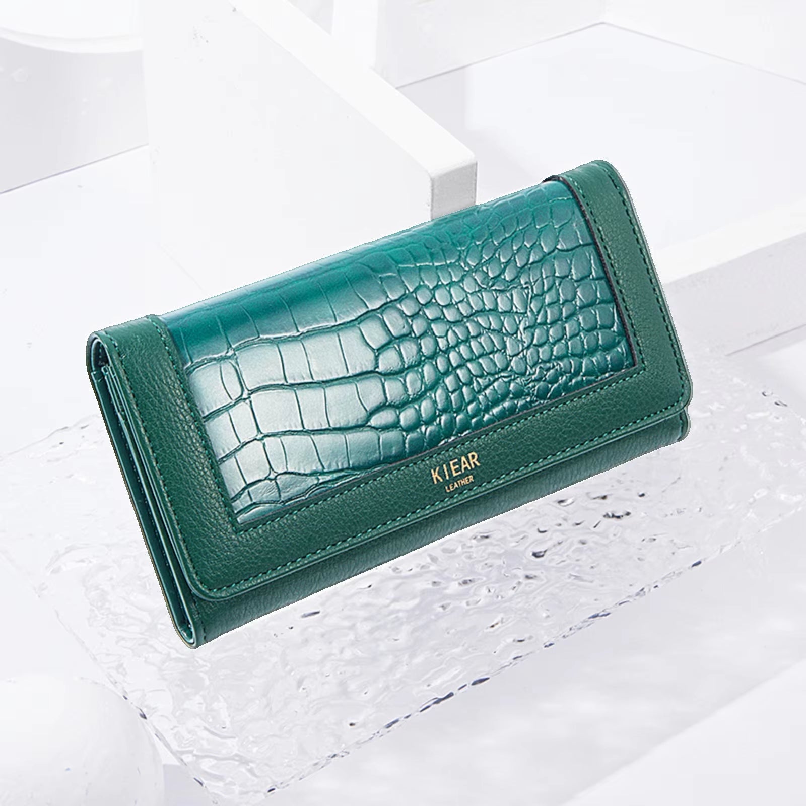 Women'S Wallet Pu Leather Long Fashion Buckle Clutch Bag Id Change Storage Bag Wear-Resistant and Durable