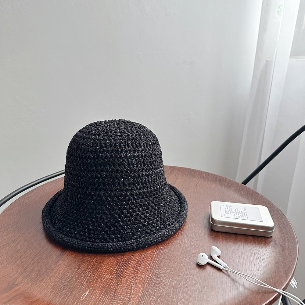 Hollow-out Knitted Bucket Hat For Women