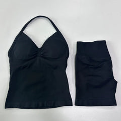 Fashionable Seamless Womens Fitness Shorts Set