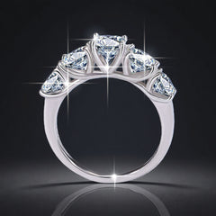 SAnello da donna in argento ecologico con moissanite e zirconia coltivati in laboratorio con marchio 925