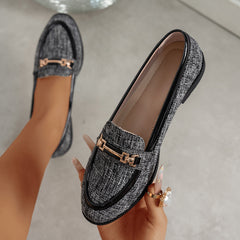 Stitched Solid-Colored Womens Flat Loafers