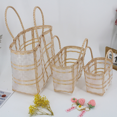 Portable woven basket-dark blue-23 * 11 *18cm-1 piece