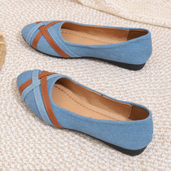 Ins Cross-straped Denim Loafers Fashion Lightweight Comfortable Flats Shoes For Women