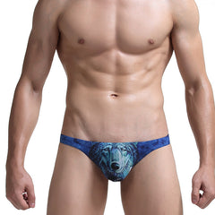Men's Underpants Low Waist Polyester Printed Breathable T-back