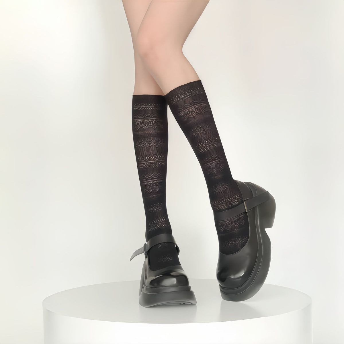 Bow Slouchy Socks, Summer Thin Mesh Hollow Out Japanese Ins Trendy Internet-Famous Calf Socks