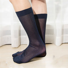 Summer Average Size Solid Color Thin Snagging Resistant Men's Polyester Socks