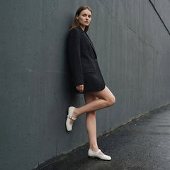 Women's Premium Washed Full Grain Leather Split-Toe Tabi Mary Jane Flats, All Leather Lined Shoes