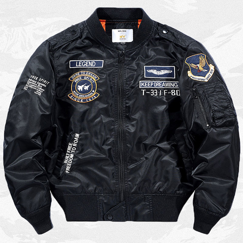 Embroidered Letter Baseball Jacket Mens Loose Fit Jacket
