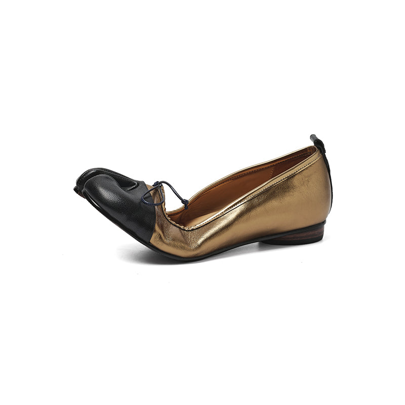 Women's Premium Full Grain Leather Split Toe Ballet Flats, Retro Tabi Bow Flat Shoes