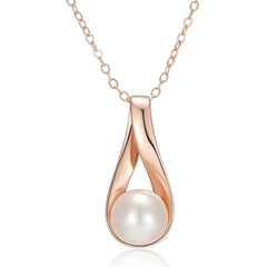 Modische Perlen- und Zirkon-Halskette in Roségold