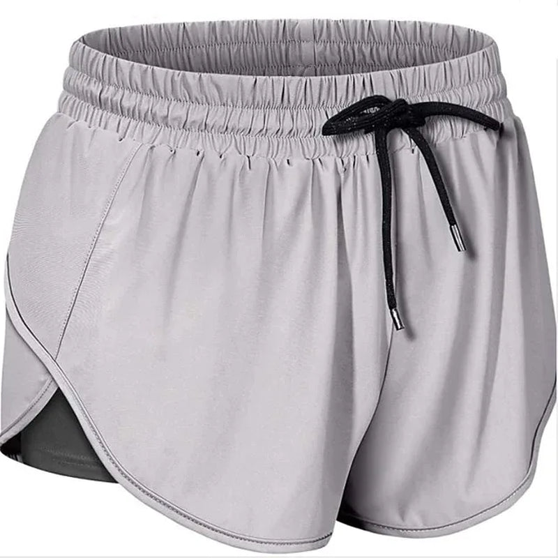Women Quick Dry Fake 2 in 1 Reflective Running Shorts Girls Double-Deck Gym Yoga Fitness Jogging Workout Short Pants Custom Logo