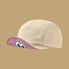 Spring And Summer Embroidered Cartoon Eyes Shapable Water-washed Dome-style American-style Funny And Cute Baseball Cap For Couples, For Date, Shopping, Outdoor Outings.