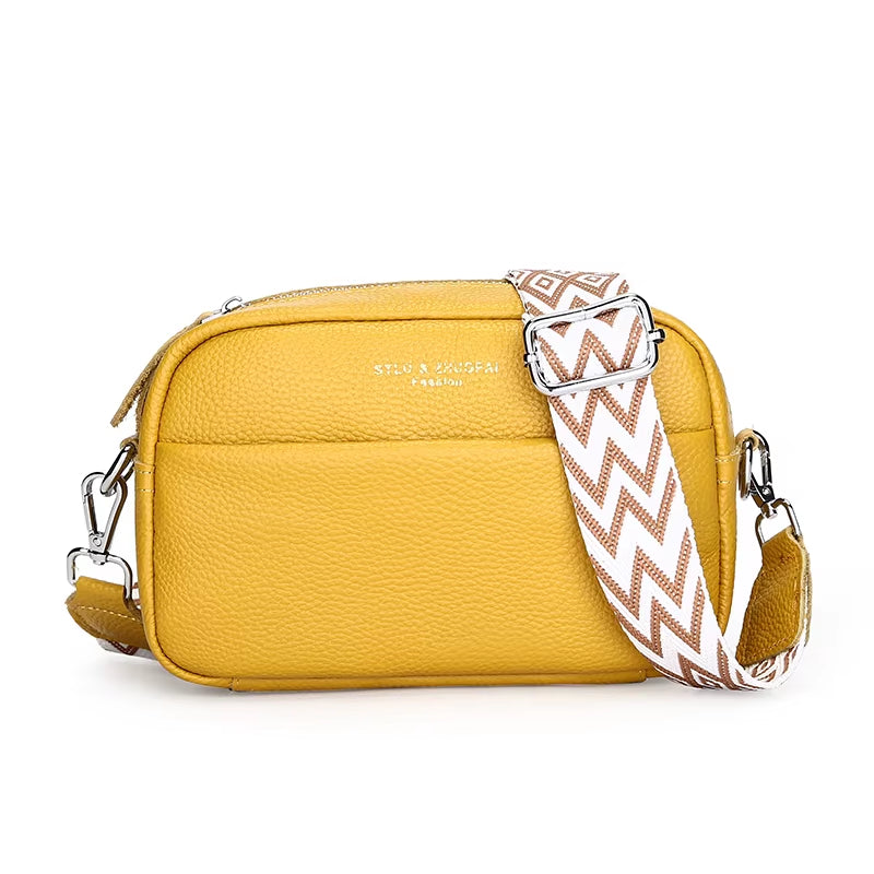 High Quality Genuine Leather Women Crossbody Shoulder Bags 2023 Luxury Solid Color Cow Leather Handbag Female Messenger Tote Sac